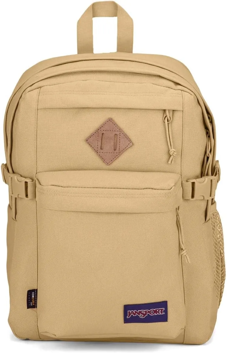 JanSport Main Campus FX Backpack - Travel or Work Bag w 15-Inch Laptop Pack with Leather Trim, Curry