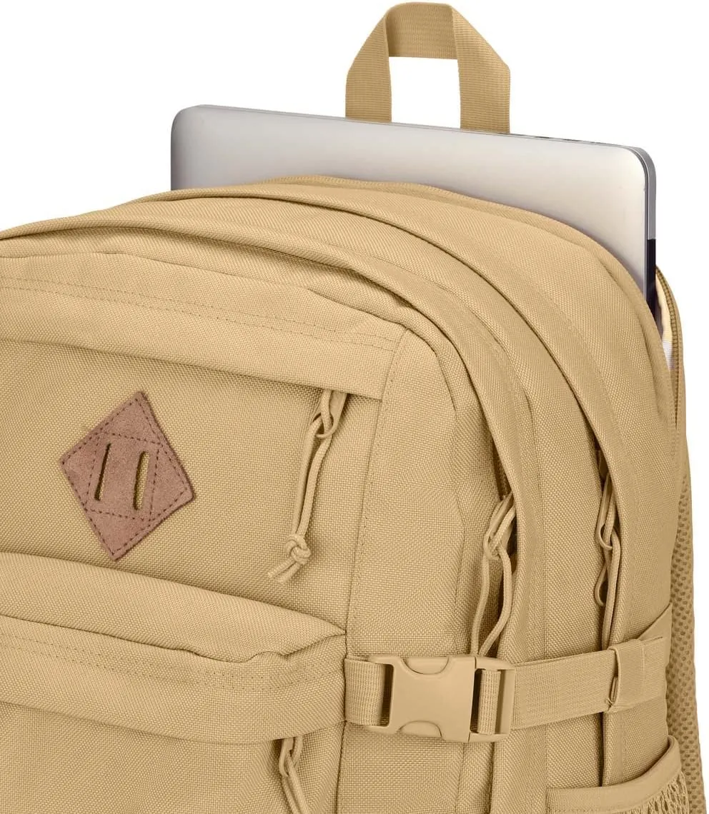 JanSport Main Campus FX Backpack - Travel or Work Bag w 15-Inch Laptop Pack with Leather Trim, Curry