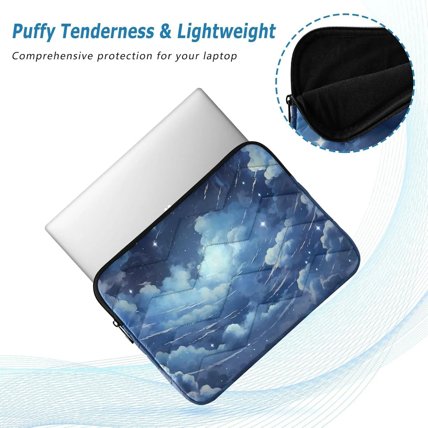 JIPONI Sky Meteor Laptop Sleeve Bag, Compatible for 15.6 16 Inch Notebook/Laptop/Tablet Computer, Laptop Case for Women Men Working Travel Storage