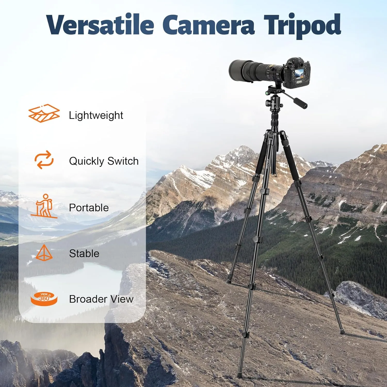 JOILCAN Camera Tripod, 83" Aluminum Tripods & Monopods with Metal Handle, Heavy Duty Tripod for DSLR Camera Lasers Binoculars Telescope Spotting Scope, Payload 35Lb