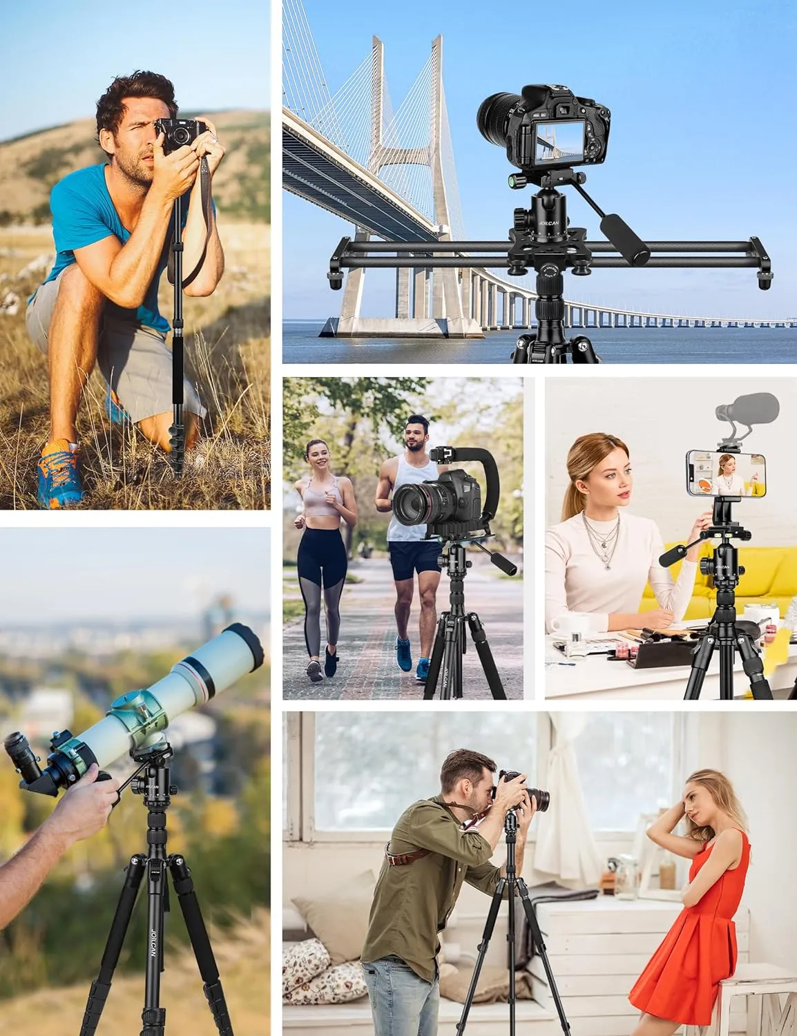 JOILCAN Camera Tripod, 83" Aluminum Tripods & Monopods with Metal Handle, Heavy Duty Tripod for DSLR Camera Lasers Binoculars Telescope Spotting Scope, Payload 35Lb
