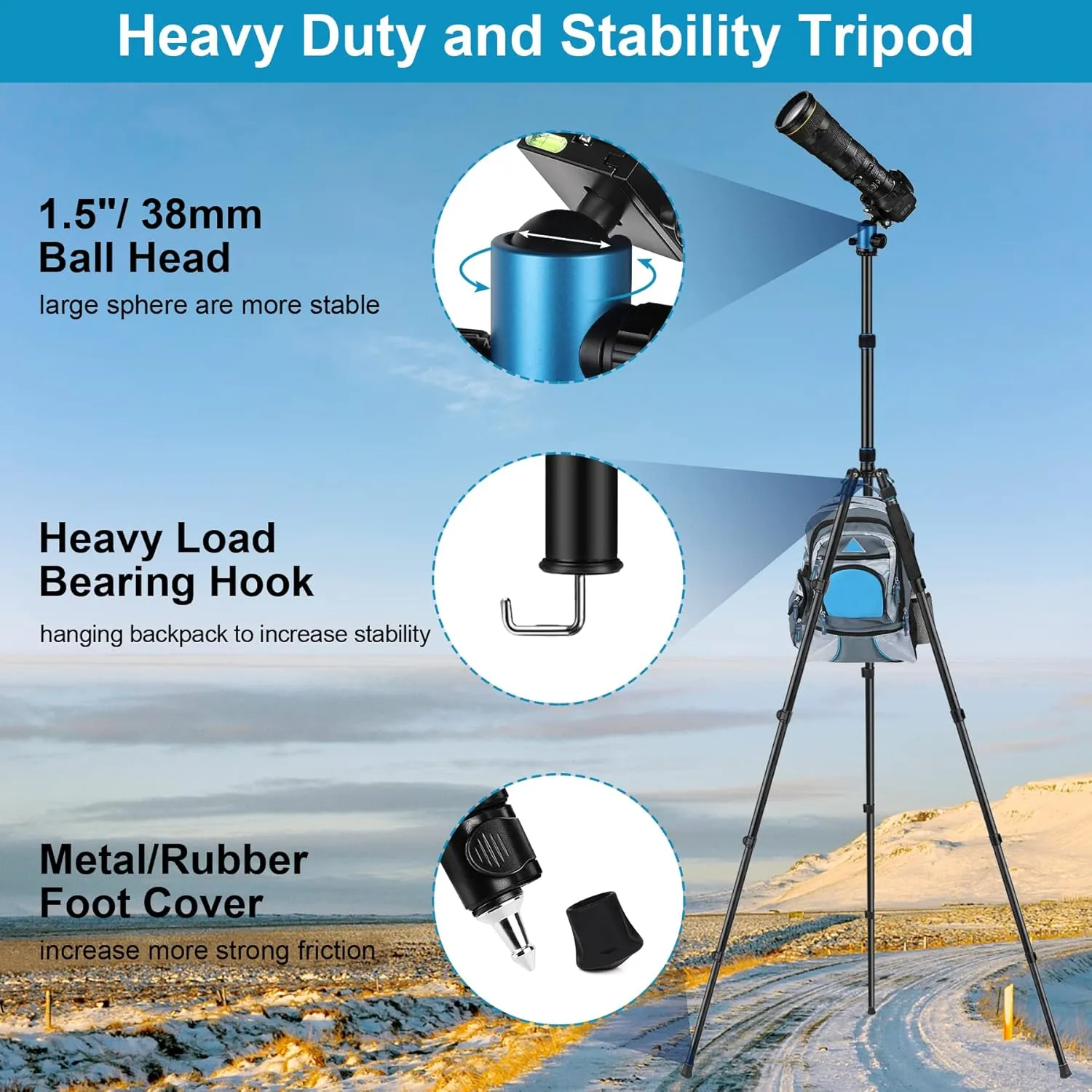 JOILCAN Tripod for Camera, 81" Camera Tripod Stand, 83 inches DSLR Tripods & Monopods, Heavy Duty Travel Tripod for Binoculars Laser Level Spotting Scope Telescope, Professional Complete Tripod Units
