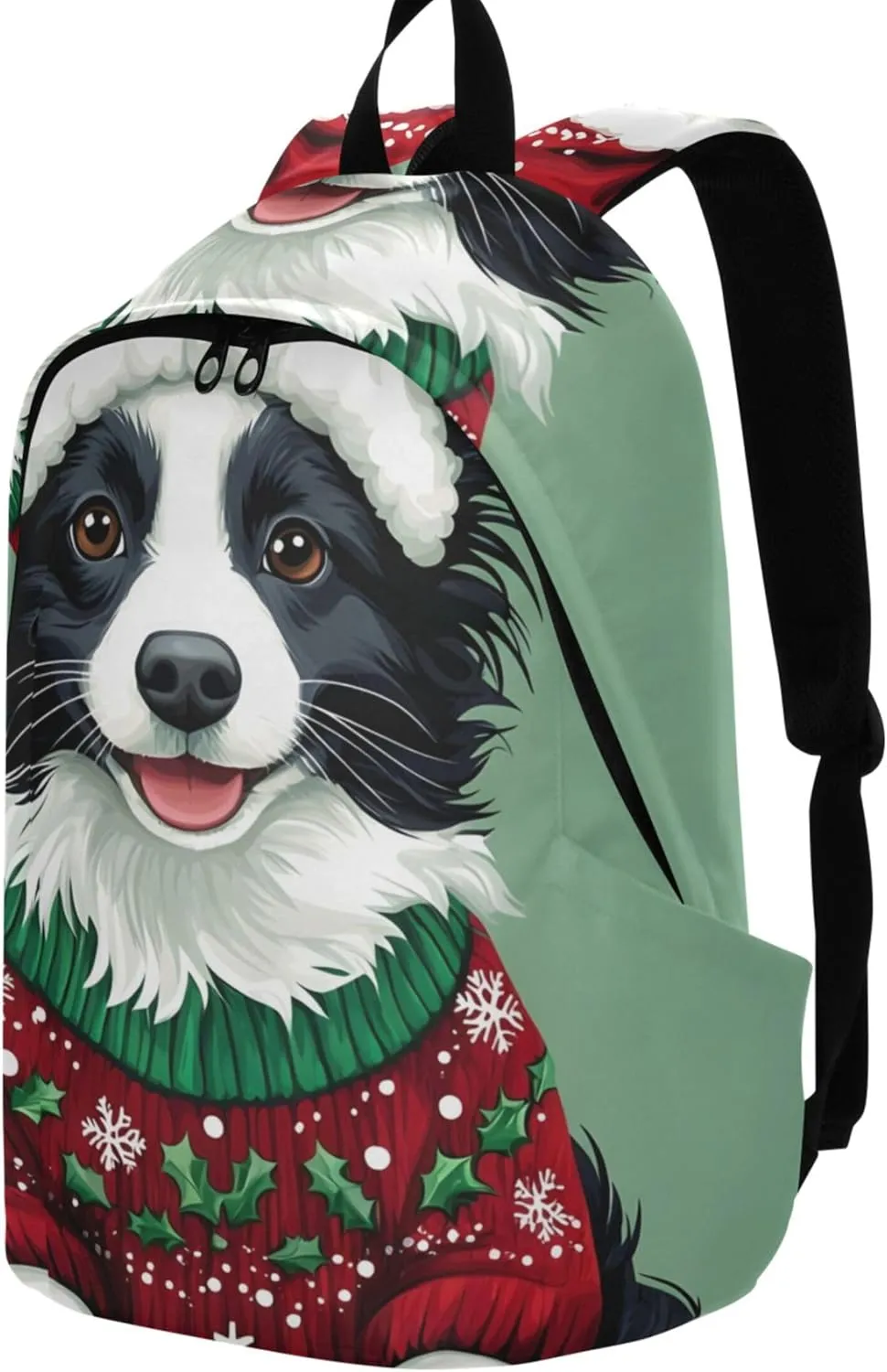 Joisal Cute Border Collie Dog Christmas Cute Backpack for Women Casual Lightweight Gifts Book Bags for Teen