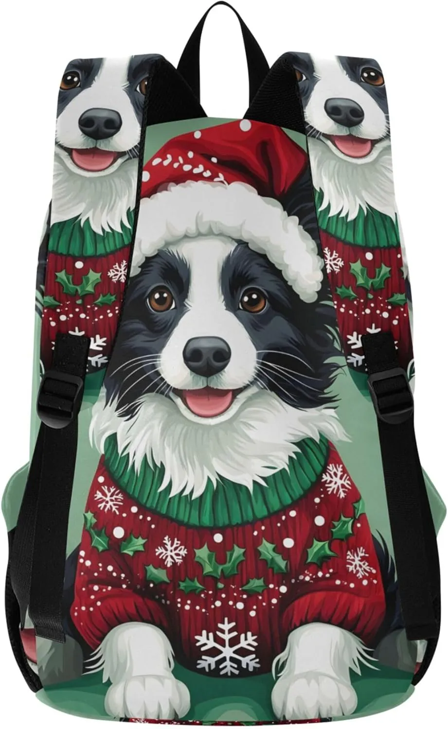 Joisal Cute Border Collie Dog Christmas Cute Backpack for Women Casual Lightweight Gifts Book Bags for Teen