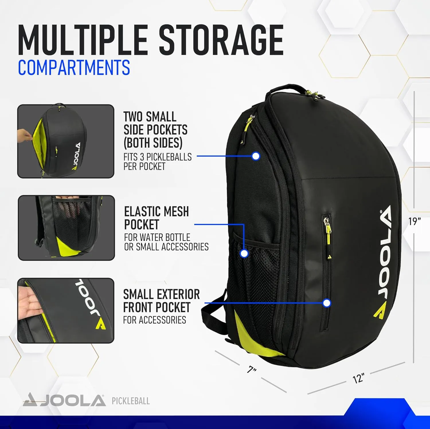 JOOLA Vision II Pickleball Bag - Backpack Holds 8 Pickleball Paddles Plus Side Pockets for Pickleball Balls - Separate Ventilated Compartment for Shoes, Interior & Exterior Accessory Pockets