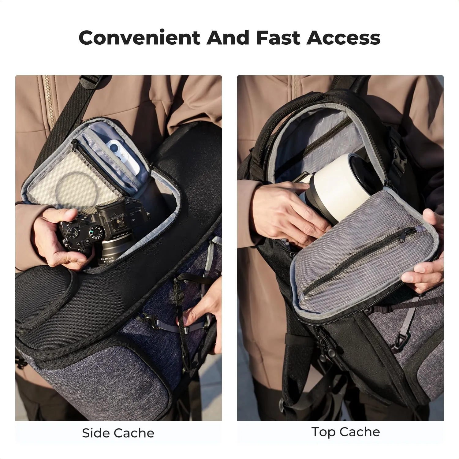 K&F Concept Camera Backpack,Camera Bags for Photographers 30L Large Capacity with Raincover and 16 Inch Laptop Compartment Compatible for Canon/Nikon/Sony/DJI Mavic Drone Travel