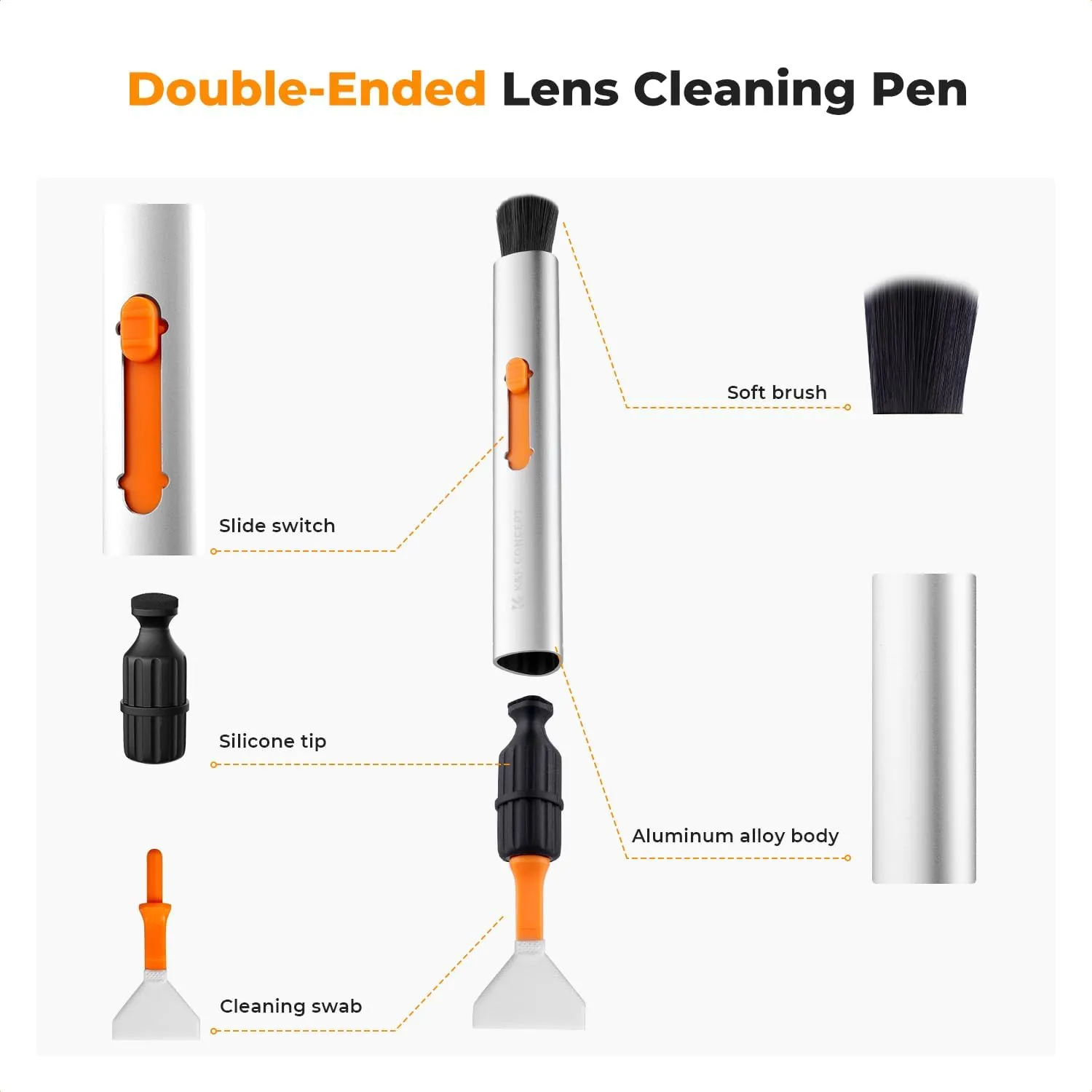 K&F Concept Lens Cleaning Pen for Full-Frame CMOS & CCD Sensors, Lens Cleaner Pen with 6* Full Frame Sensor Cleaning Rods for DSLR & Mirrorless Digital Cameras