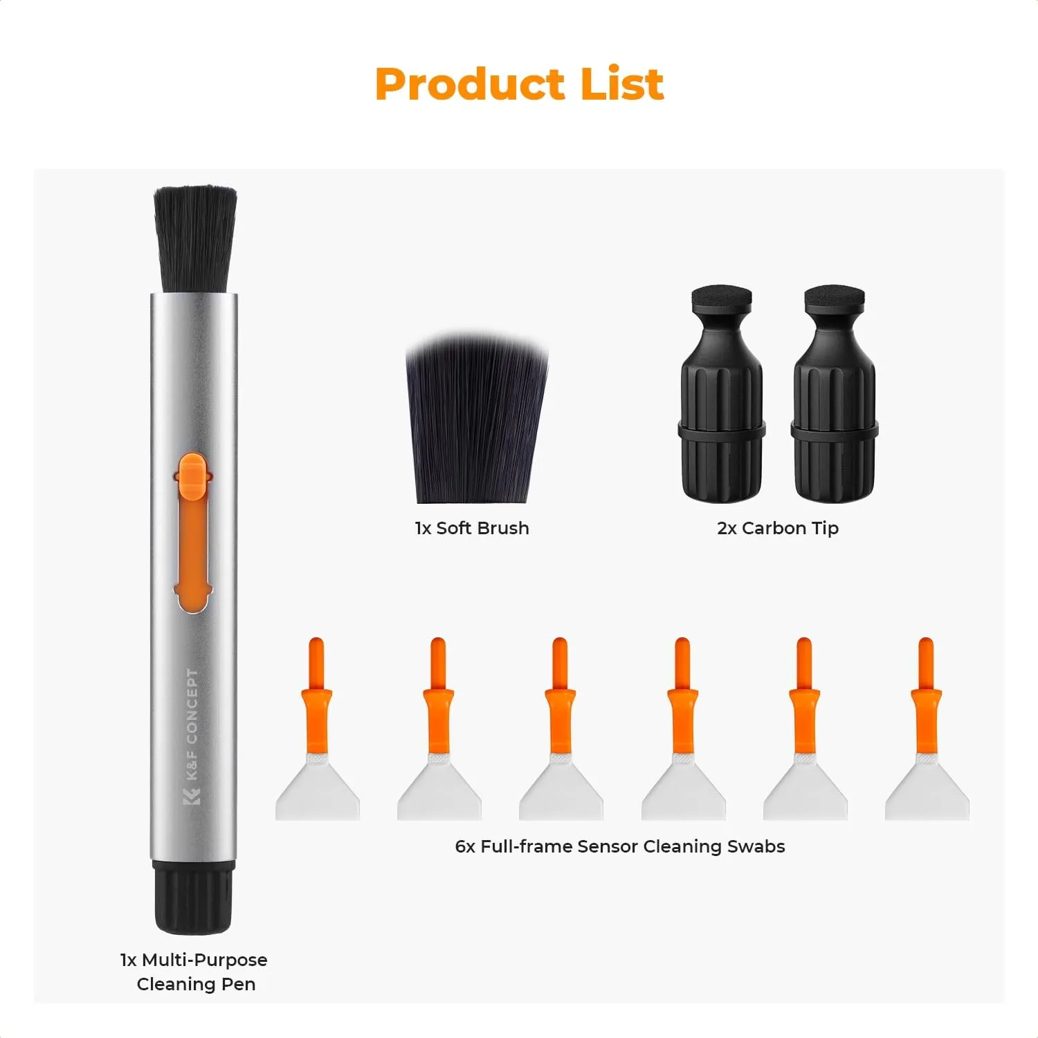 K&F Concept Lens Cleaning Pen for Full-Frame CMOS & CCD Sensors, Lens Cleaner Pen with 6* Full Frame Sensor Cleaning Rods for DSLR & Mirrorless Digital Cameras