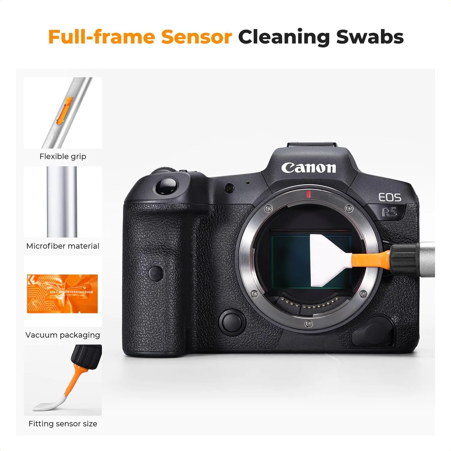 K&F Concept Lens Cleaning Pen for Full-Frame CMOS & CCD Sensors, Lens Cleaner Pen with 6* Full Frame Sensor Cleaning Rods for DSLR & Mirrorless Digital Cameras