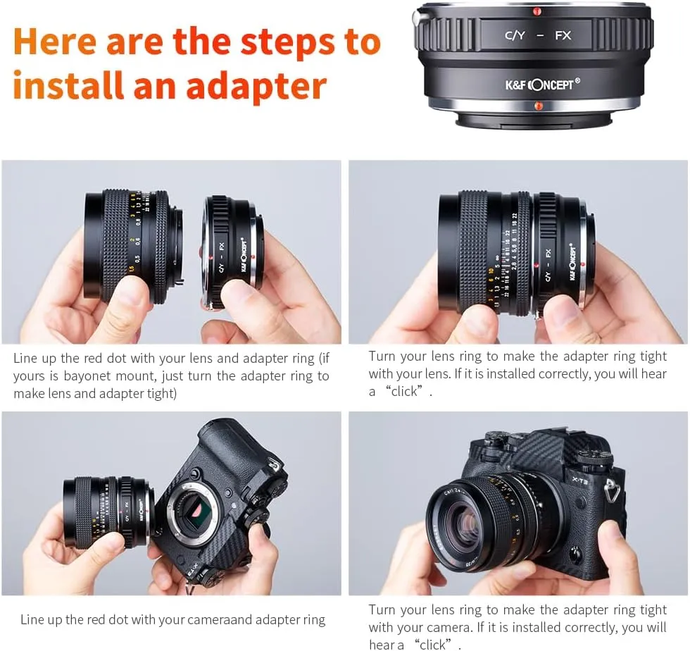 K&F Concept Lens Mount Adapter Compatible with Contax/Yashica (Also Know as c/y) Lens to Fujifilm X-Pro1 Mirrorless Camera