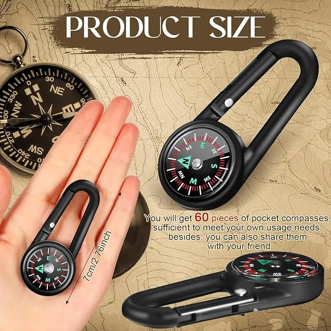 Kanayu Magnetic Compass Keychain Small Pocket Compass Survival Mini Compass Hiking for Kids Adults Camping Backpacking Accessory