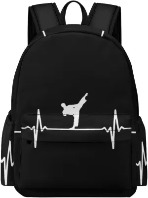 Karate Heartbeat Durable Backpack Lightweight Bag with Main Compartment and Pockets Casual Travel Laptop Daypack, 42x30x15cm