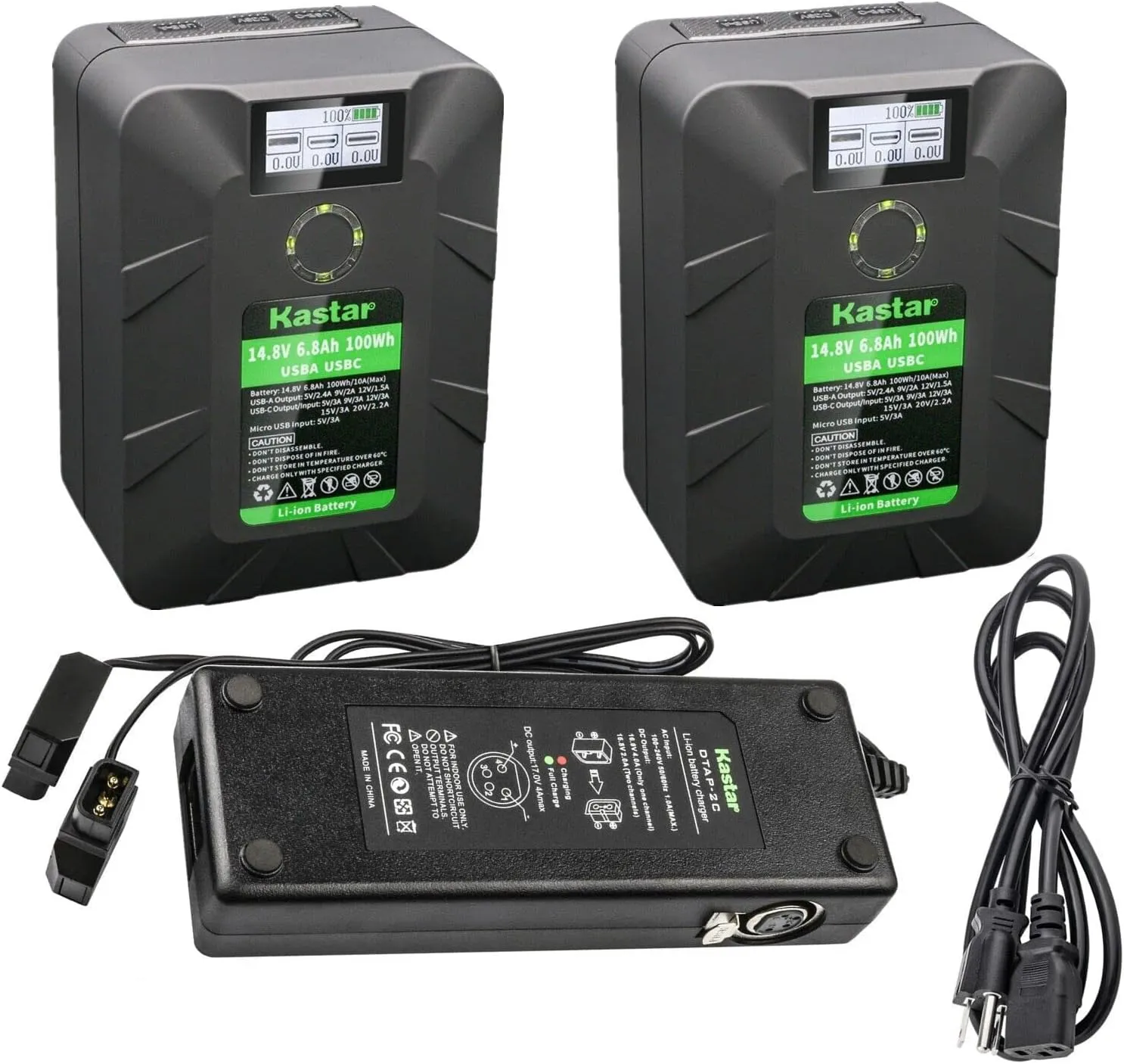 Kastar 2-Pack Battery and Dual D-Tap Charger Replacement for DSR-570WSP DSR-570WSPL/2 DSR-600PL DSR-650WSPL DSR-70 DSR-70A DSR-70AP (Portable Editing Recoder) Camera