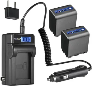 Kastar 2-Pack NP-QM91D Battery and LCD AC Charger Compatible with Sony NP-FM70, NP-FM71, NP-QM71, NP-QM71D, NP-FM90, NP-FM91, NP-QM91, MVC-CD500 DSR-PDX10 HVL-ML20M, HVR-A1, HVR-A1U DSLR-A100