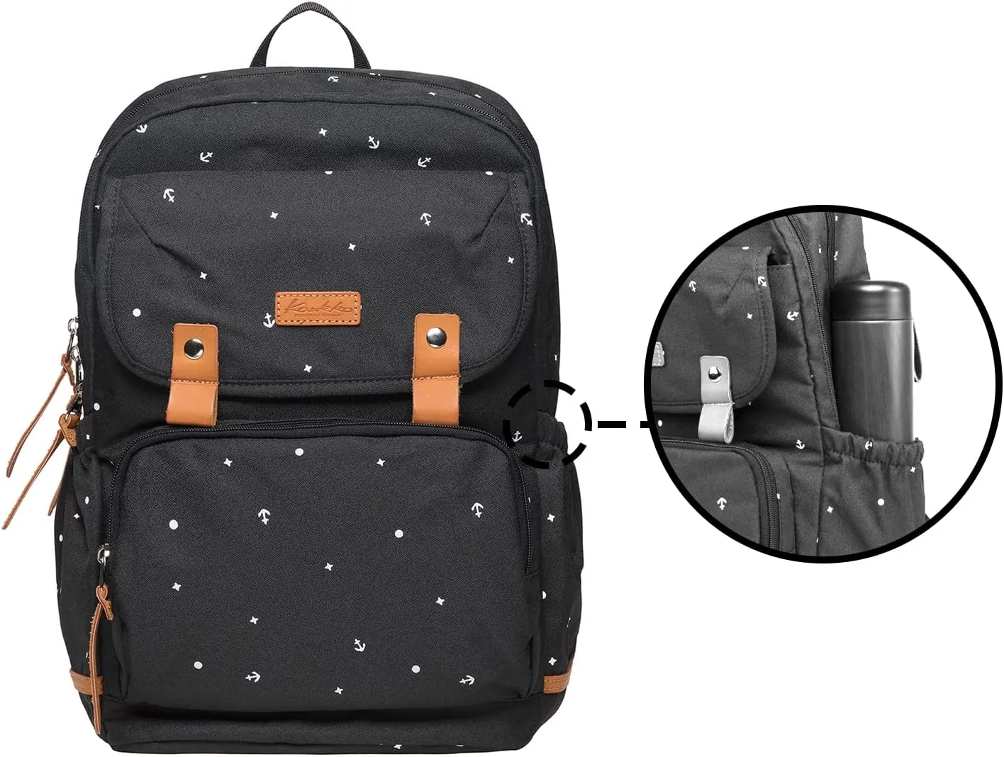 KAUKKO Laptop Backpack for Unisex Casual Daypack Fits 15.6" Laptop (09-BLACK)