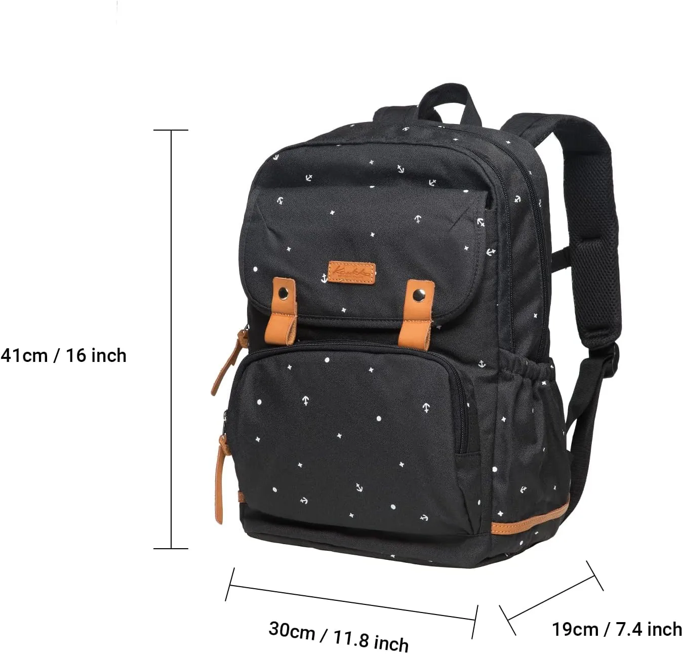 KAUKKO Laptop Backpack for Unisex Casual Daypack Fits 15.6" Laptop (09-BLACK)