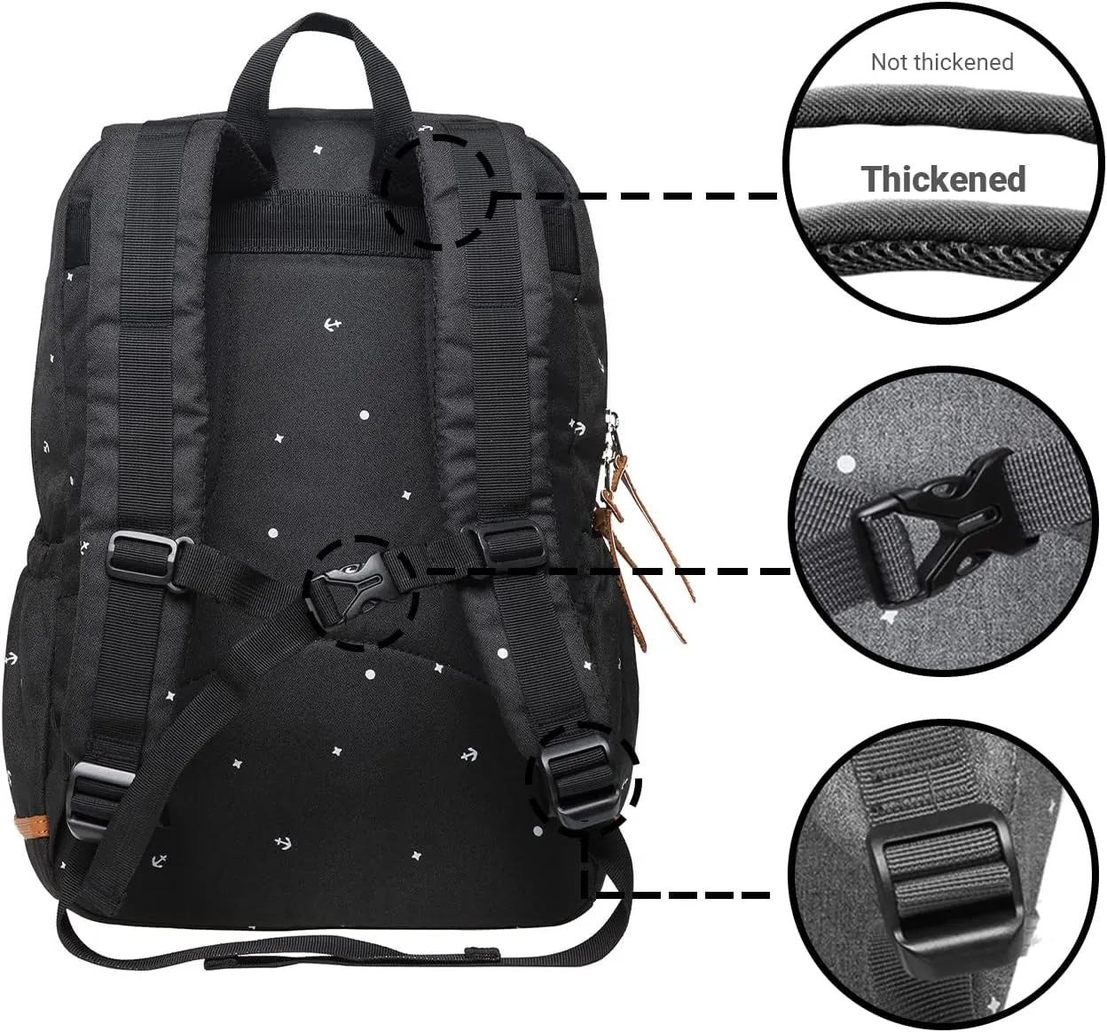 KAUKKO Laptop Backpack for Unisex Casual Daypack Fits 15.6" Laptop (09-BLACK)
