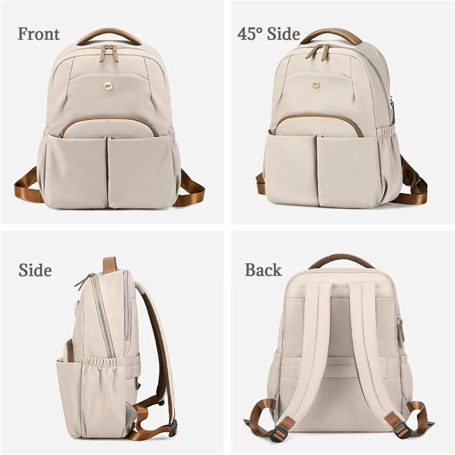KEBEIXUAN Work Backpack Woman Teacher Backpack Computer Laptop Backpack Women College Waterproof with Laptop Compartment (Khaki)