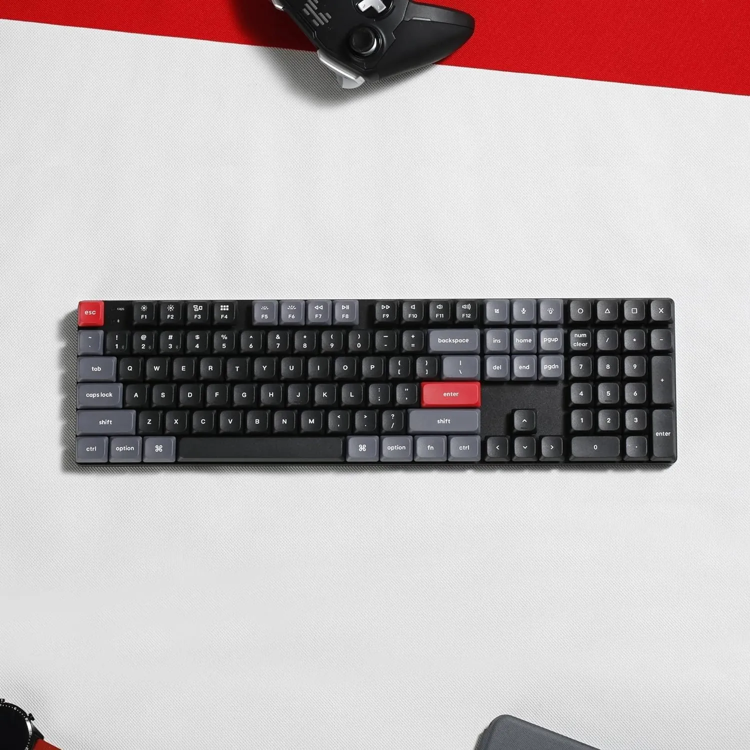 Keychron K5 Pro QMK/VIA Ultra-Slim Wireless Bluetooth/Wired USB Custom Mechanical Keyboard, 108-Key Programmable Macro RGB Backlight PBT Keycaps Low-Profile Gateron Red Switch for Mac Windows Linux