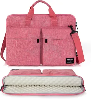 KINGSLONG Slim 17.3 inch Laptop Sleeve Bag Carrying Case with Shoulder Strap, Notebook Ultrabooks Computer Handbag Cover for Men Women Fit for Acer Asus HP Pink