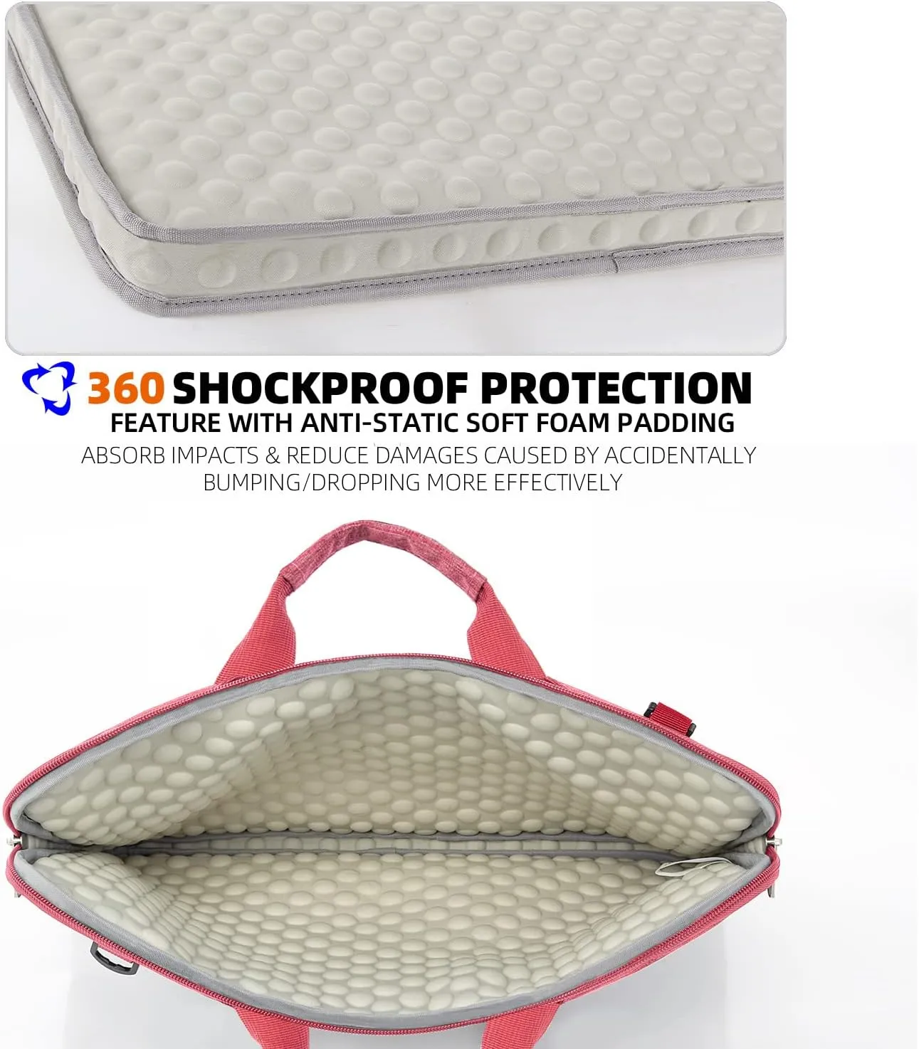 KINGSLONG Slim 17.3 inch Laptop Sleeve Bag Carrying Case with Shoulder Strap, Notebook Ultrabooks Computer Handbag Cover for Men Women Fit for Acer Asus HP Pink