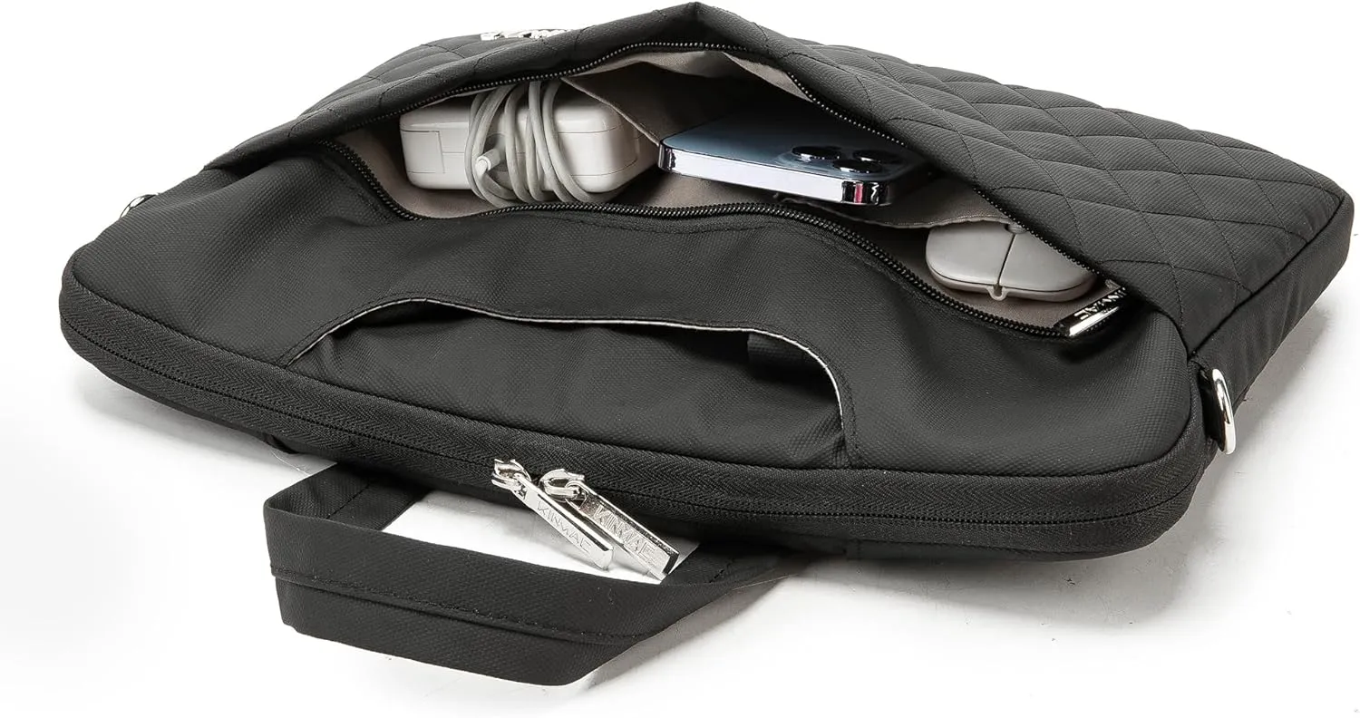 Kinmac Black Embroider 360° Protective Laptop Shoulder Messenger Sleeve Briefcase case Bag For MacBook Pro 16 inch,LG Gram 16 inch and 15 inch-15.6 inch Laptop