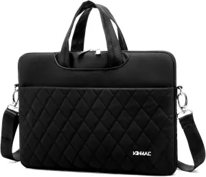 Kinmac Black Embroider 360° Protective Laptop Shoulder Messenger Sleeve Briefcase case Bag For MacBook Pro 16 inch,LG Gram 16 inch and 15 inch-15.6 inch Laptop
