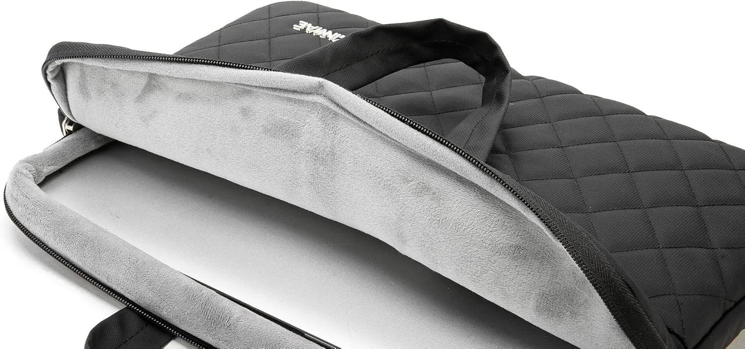 Kinmac Black Embroider 360° Protective Laptop Shoulder Messenger Sleeve Briefcase case Bag For MacBook Pro 16 inch,LG Gram 16 inch and 15 inch-15.6 inch Laptop