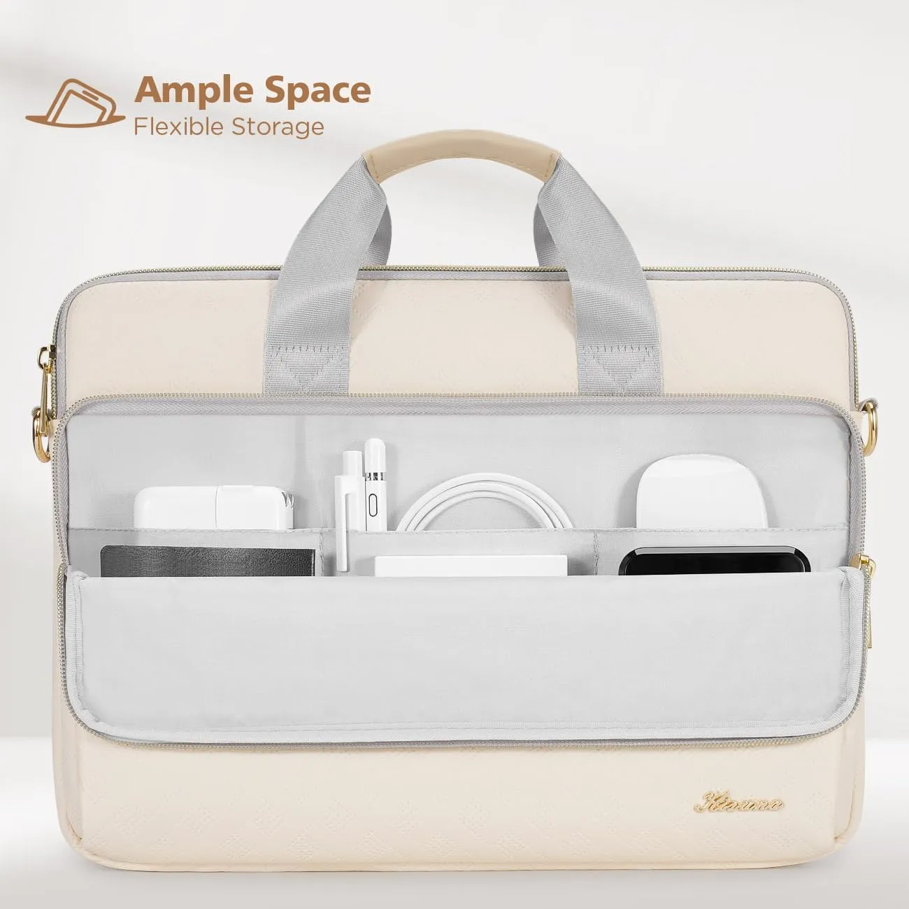 KIZUNA Laptop Sleeve Case 14 Inch Computer Shoulder Bag for 15" MacBook air M3 M2/Lenovo IdeaPad Slim 3i/IdeaPad Flex 5/15.4 MacBook Pro/14 Yoga Slim Pro X/14.4" Surface Laptop Studio 2/HP/Dell,Beige