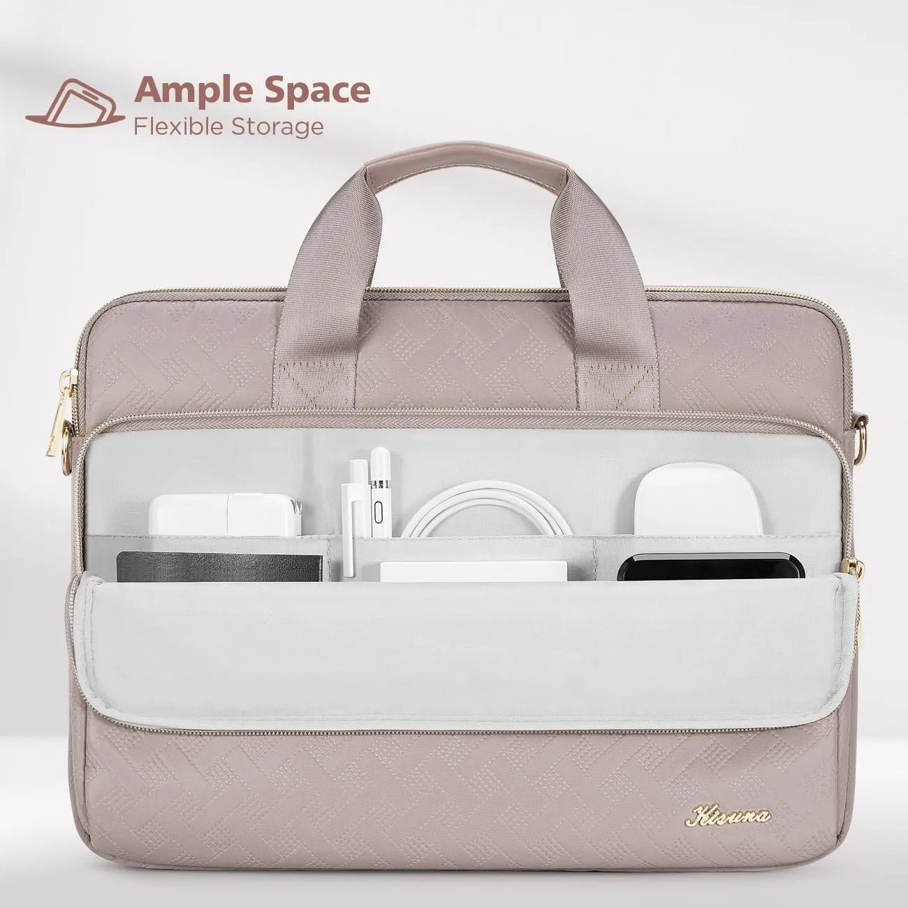 KIZUNA Laptop Sleeve Case 14 Inch Computer Shoulder Bag for 15" MacBook air M3 M2/Lenovo IdeaPad Slim 3i/IdeaPad Flex 5/15.4 MacBook Pro/14 Yoga Slim Pro X/14.4" Surface Laptop Studio 2/HP/Dell,Khaki