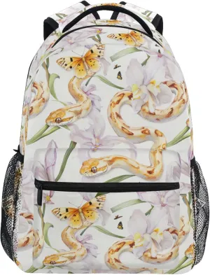 KLL Cute Backpack for Teenager Waterproof Carry On Backpacks with Chest Strap for College Work Aesthetic Corn Snake Reptile White