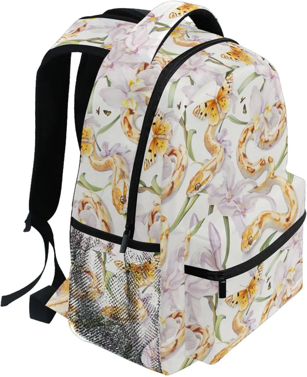 KLL Cute Backpack for Teenager Waterproof Carry On Backpacks with Chest Strap for College Work Aesthetic Corn Snake Reptile White