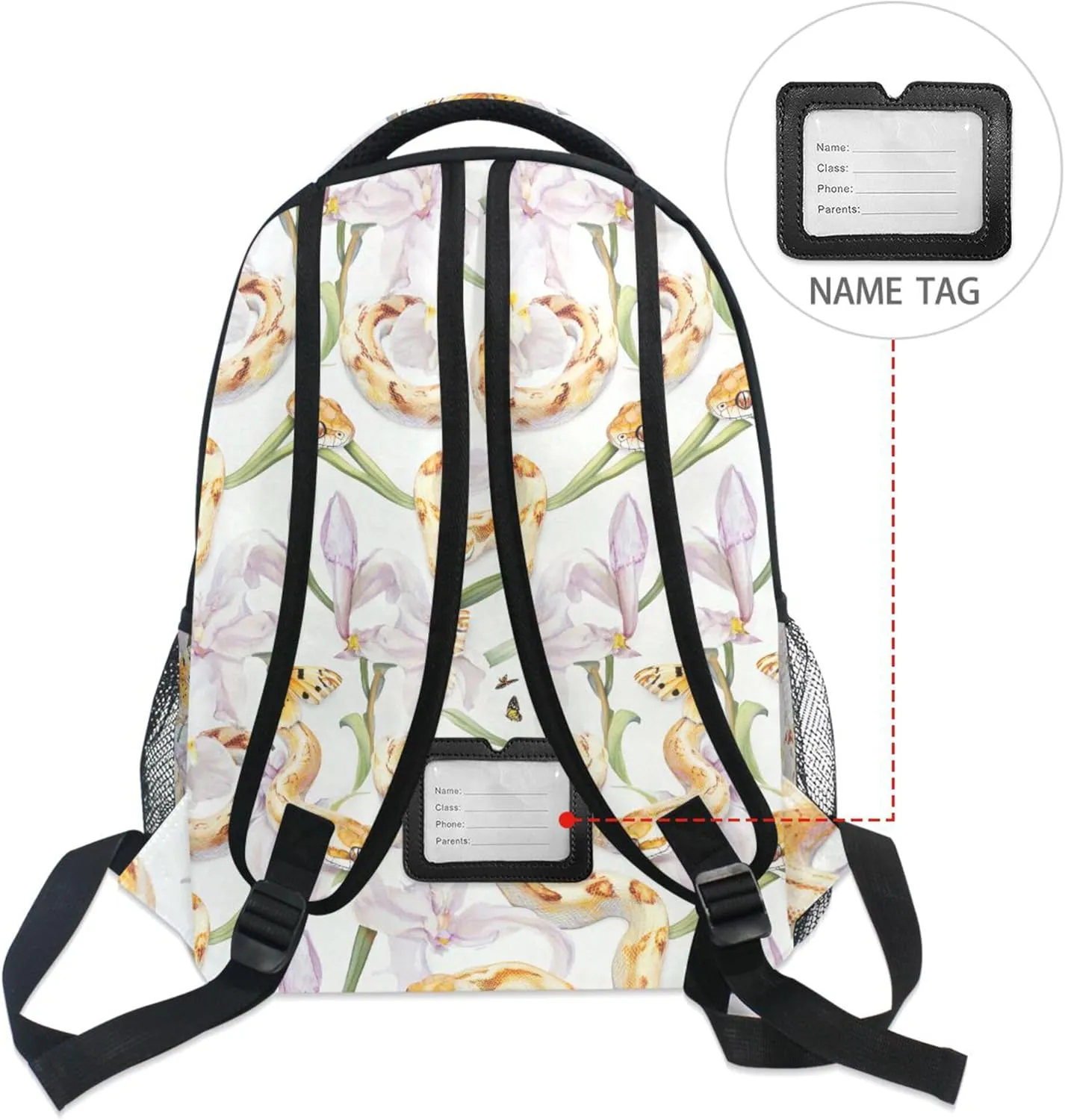 KLL Cute Backpack for Teenager Waterproof Carry On Backpacks with Chest Strap for College Work Aesthetic Corn Snake Reptile White