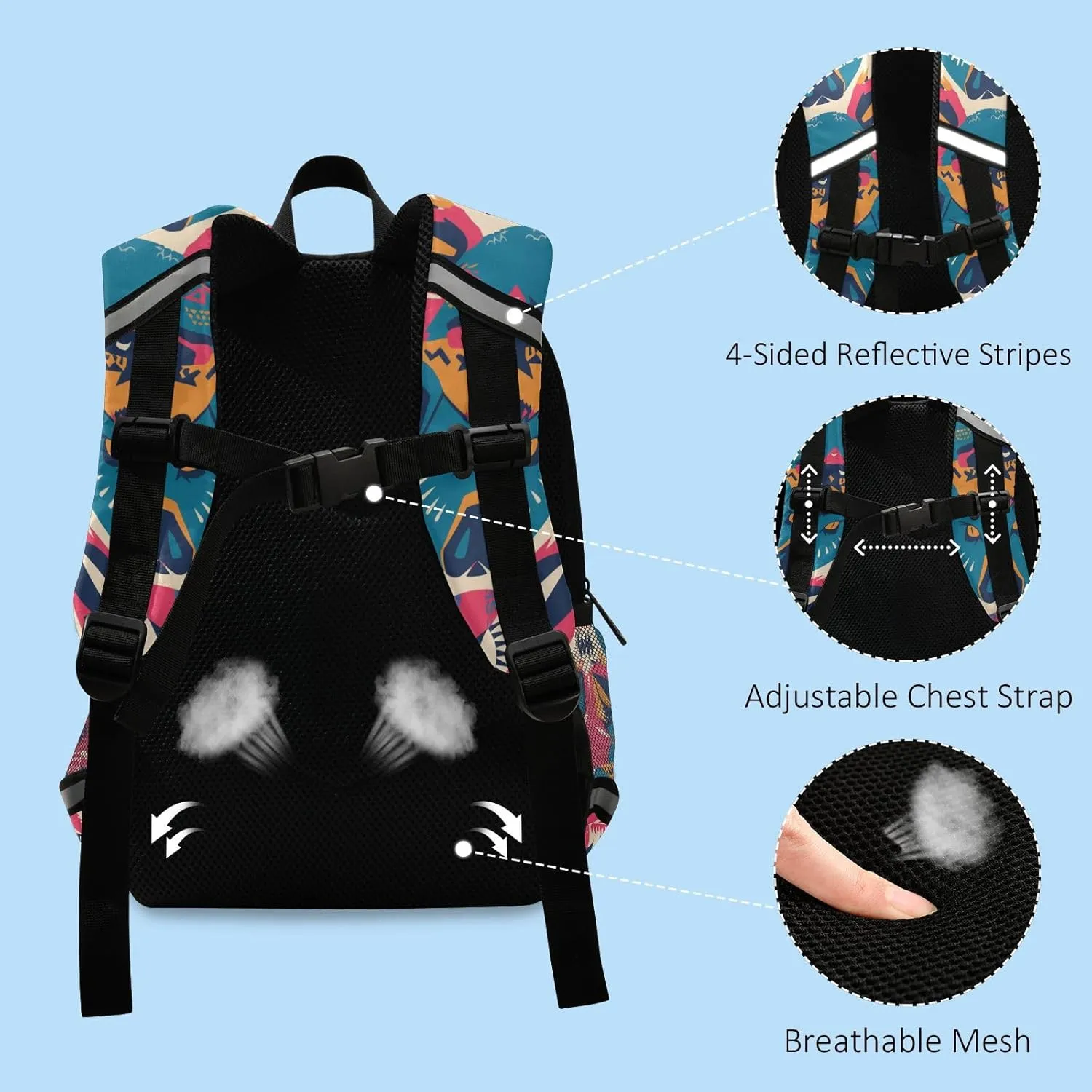 KLL Toddler Backpacks Mini Waterproof School Bag Travel Outdoor Daypack, Hand Drawn Cute Pig Heads