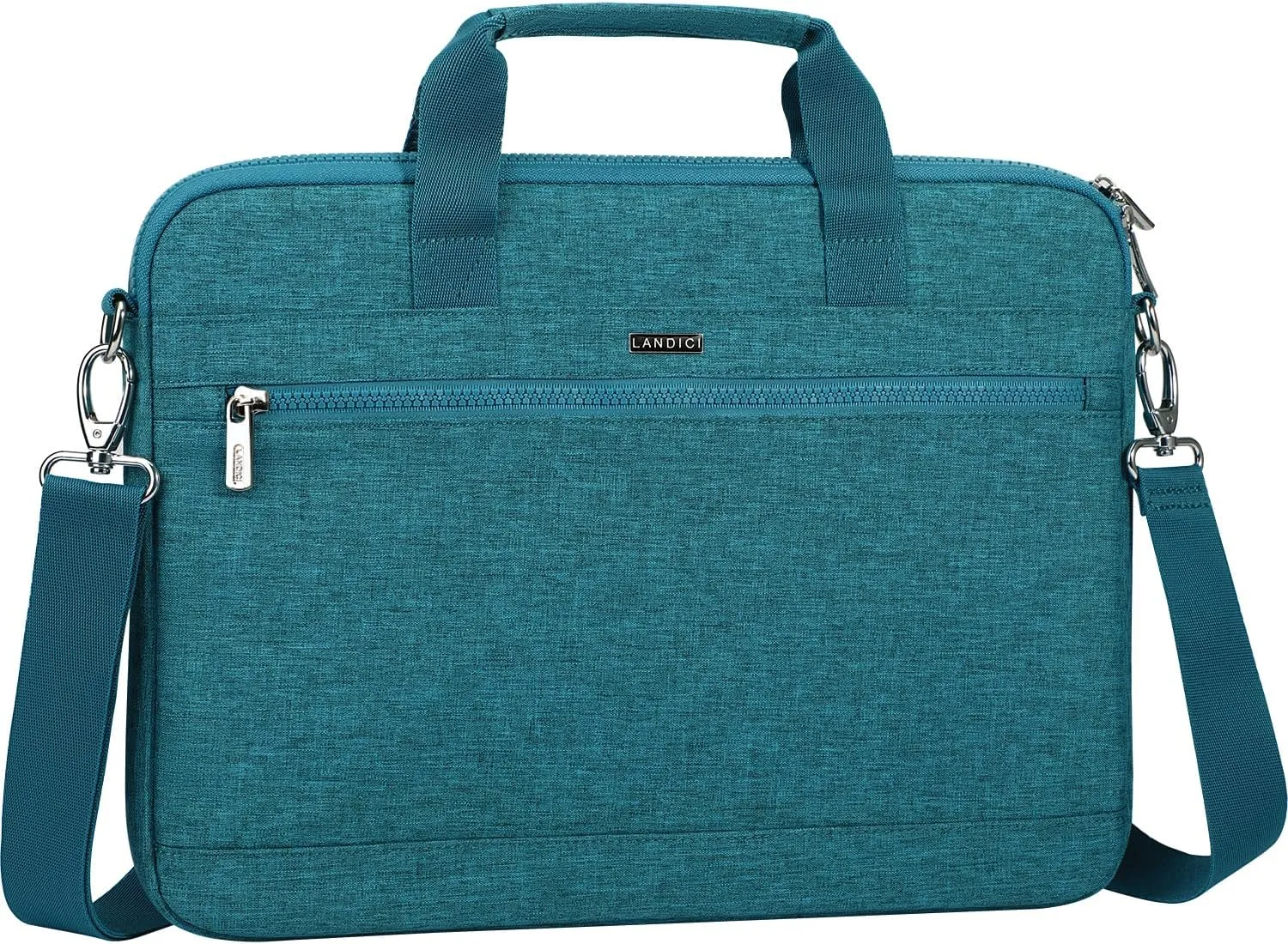 LANDICI 360° Protective Laptop Bag Case 14-15 Inch with Shoulder Strap & Handle, Waterproof Computer Sleeve Cover for MacBook Air/Pro 15, Chromebook 14, Slim Briefcase for Women, Lake Blue