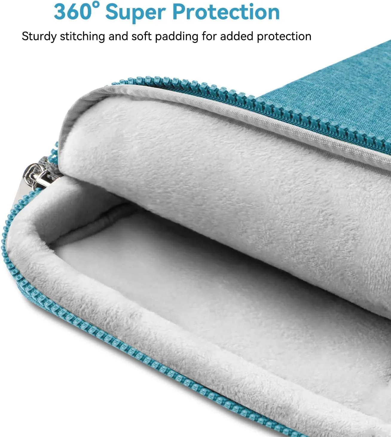 LANDICI 360° Protective Laptop Bag Case 14-15 Inch with Shoulder Strap & Handle, Waterproof Computer Sleeve Cover for MacBook Air/Pro 15, Chromebook 14, Slim Briefcase for Women, Lake Blue