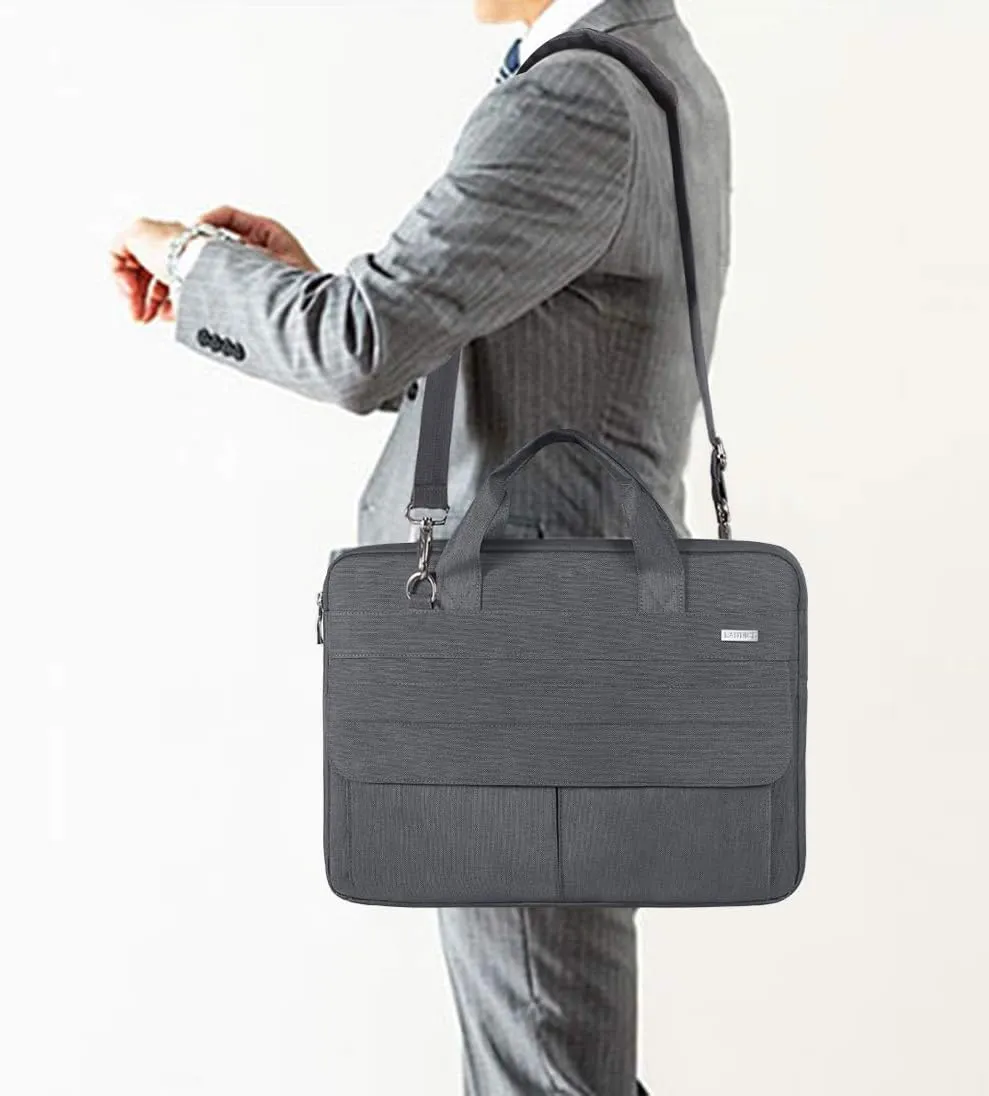 LANDICI Laptop Bag Carrying Case 15.6 Inch with Shoulder Strap, Slim Waterproof Computer Sleeve Cover Compatible with MacBook Pro 15/16, 15-16 Inch HP Acer Dell Lenovo ASUS Laptop, Grey