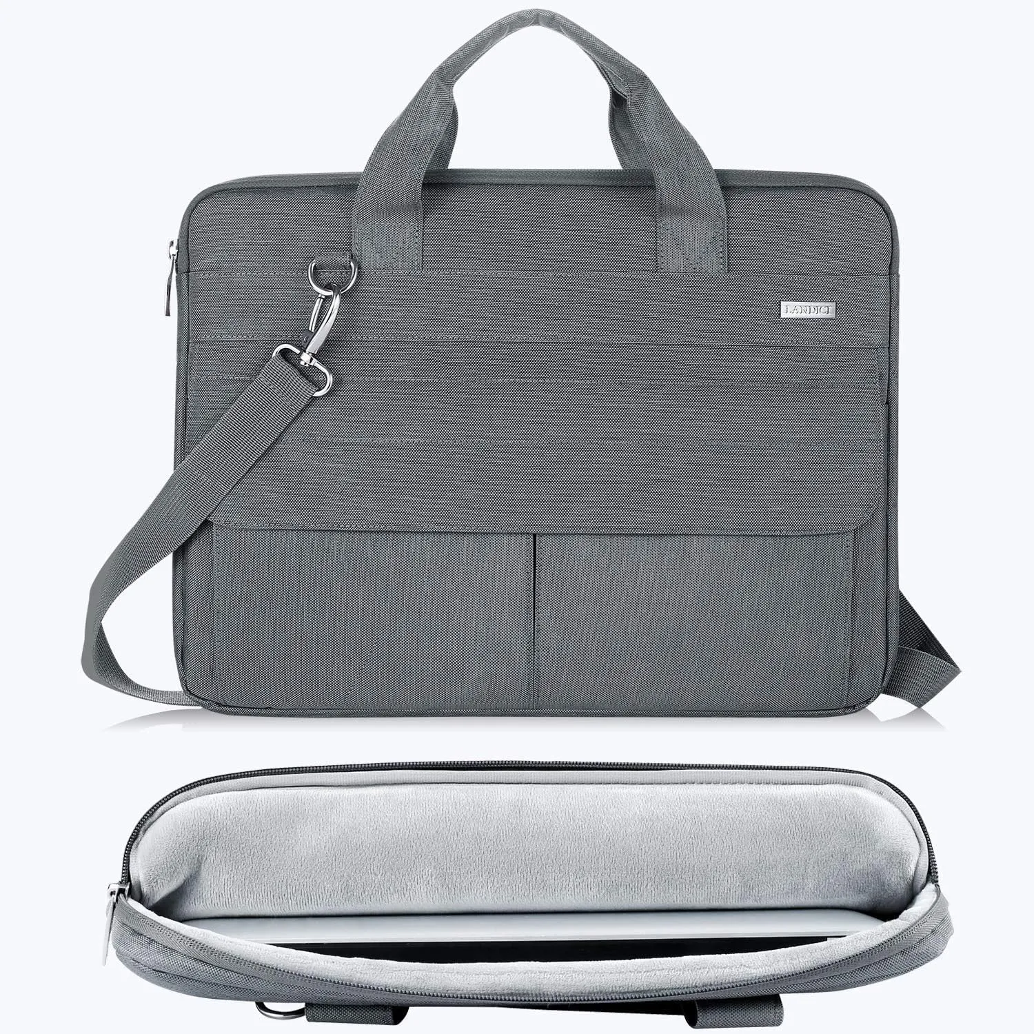 LANDICI Laptop Bag Carrying Case 15.6 Inch with Shoulder Strap, Slim Waterproof Computer Sleeve Cover Compatible with MacBook Pro 15/16, 15-16 Inch HP Acer Dell Lenovo ASUS Laptop, Grey
