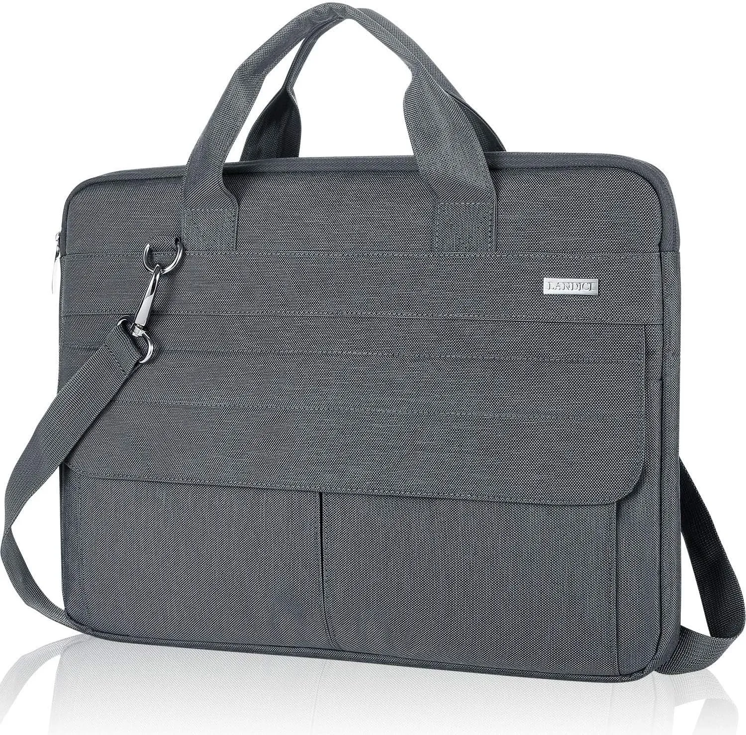 LANDICI Laptop Bag Carrying Case 15.6 Inch with Shoulder Strap, Slim Waterproof Computer Sleeve Cover Compatible with MacBook Pro 15/16, 15-16 Inch HP Acer Dell Lenovo ASUS Laptop, Grey