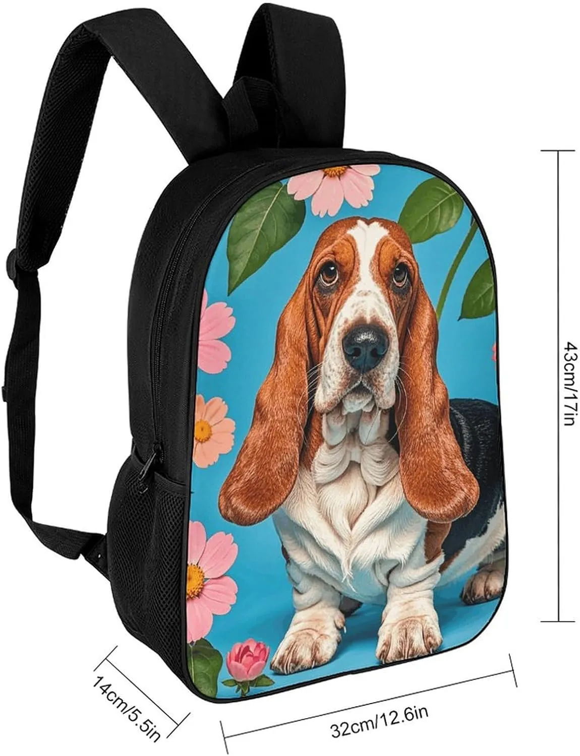 Laptop Backpack for Men Women Daypack Sweet Basset Hound Florals Computer Bag Travel Backpacks Laptop Bag