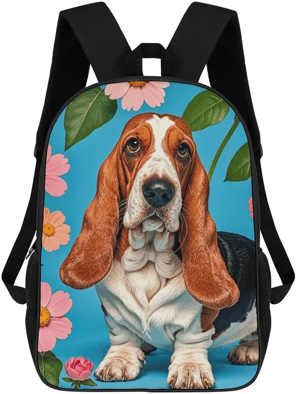 Laptop Backpack for Men Women Daypack Sweet Basset Hound Florals Computer Bag Travel Backpacks Laptop Bag