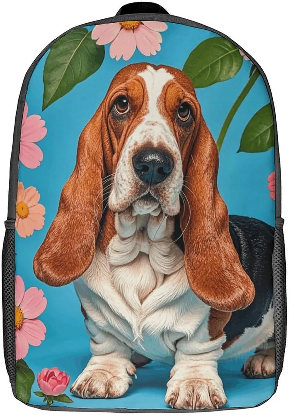 Laptop Backpack for Men Women Daypack Sweet Basset Hound Florals Computer Bag Travel Backpacks Laptop Bag