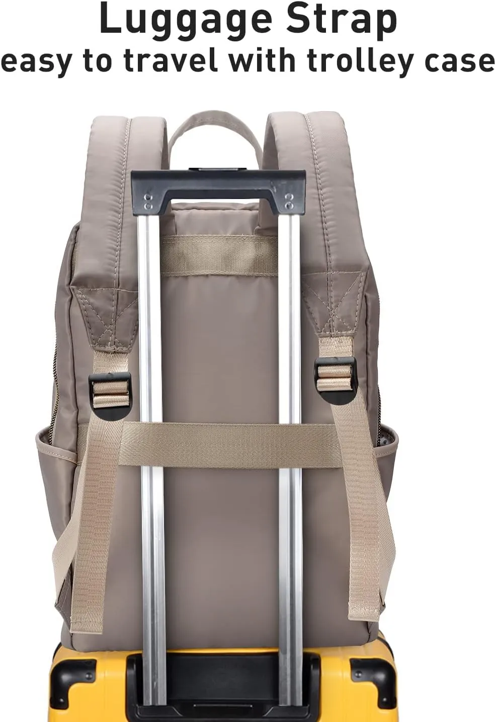 Laptop Backpack for Women 15.6-Inch Slim - Computer Case Laptop Bag Travel Casual Daypack Satchel Business Weekender Fashion Nylon (Khaki)