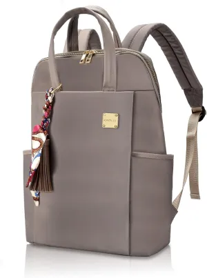 Laptop Backpack for Women 15.6-Inch Slim - Computer Case Laptop Bag Travel Casual Daypack Satchel Business Weekender Fashion Nylon (Khaki)