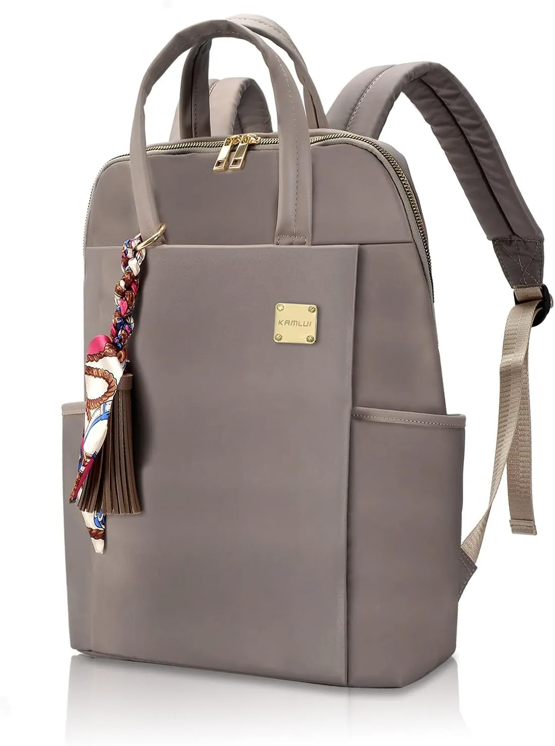 Laptop Backpack for Women 15.6-Inch Slim - Computer Case Laptop Bag Travel Casual Daypack Satchel Business Weekender Fashion Nylon (Khaki)