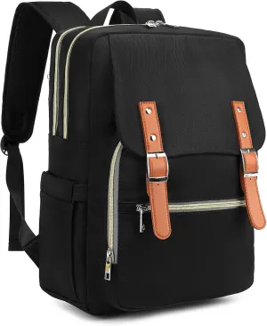 Laptop Backpack for Women Girls School Work Business Travel Computer Backpacks College Bookbag Fit 15.6 Inch Notebook (Black)