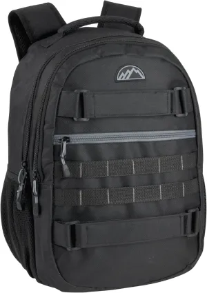 Laptop Backpack with Skateboard Straps, Heavy Duty 19 Inch Dual Compartment Tactical Backpack for College, Travel, Work (Black)