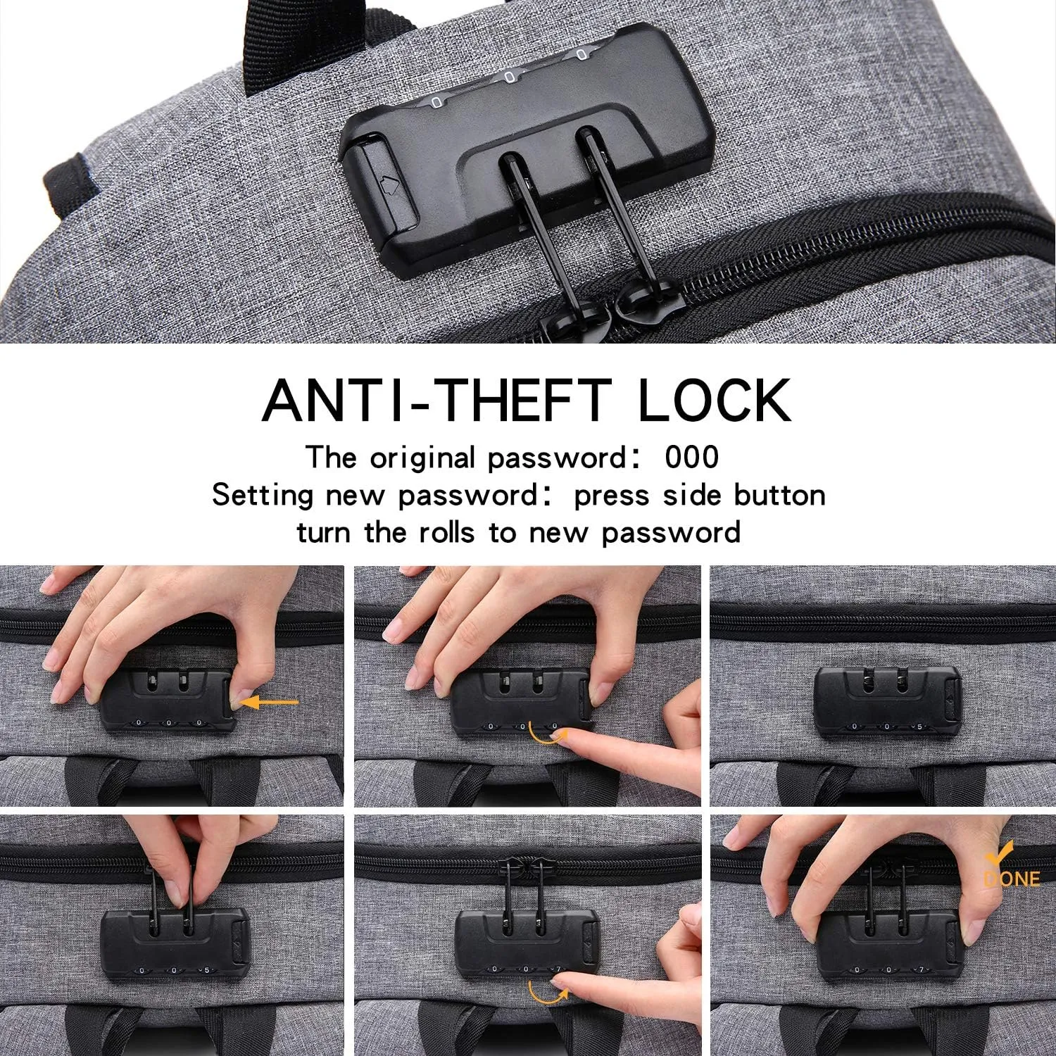 Laptop Backpack,Business Travel Anti Theft Backpack for Men Women with USB Charging Port,Slim Durable Water Resistant Computer Backpack Fits 15.6 Inch Laptop Notebook,Grey
