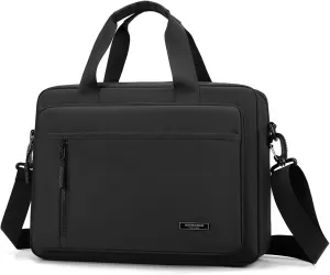 Laptop Bag 14 Inch Briefcase for Men Women Waterproof Nylon Lightweight, Shoulder Messenger Handbag for Business Office Work Travel College Black