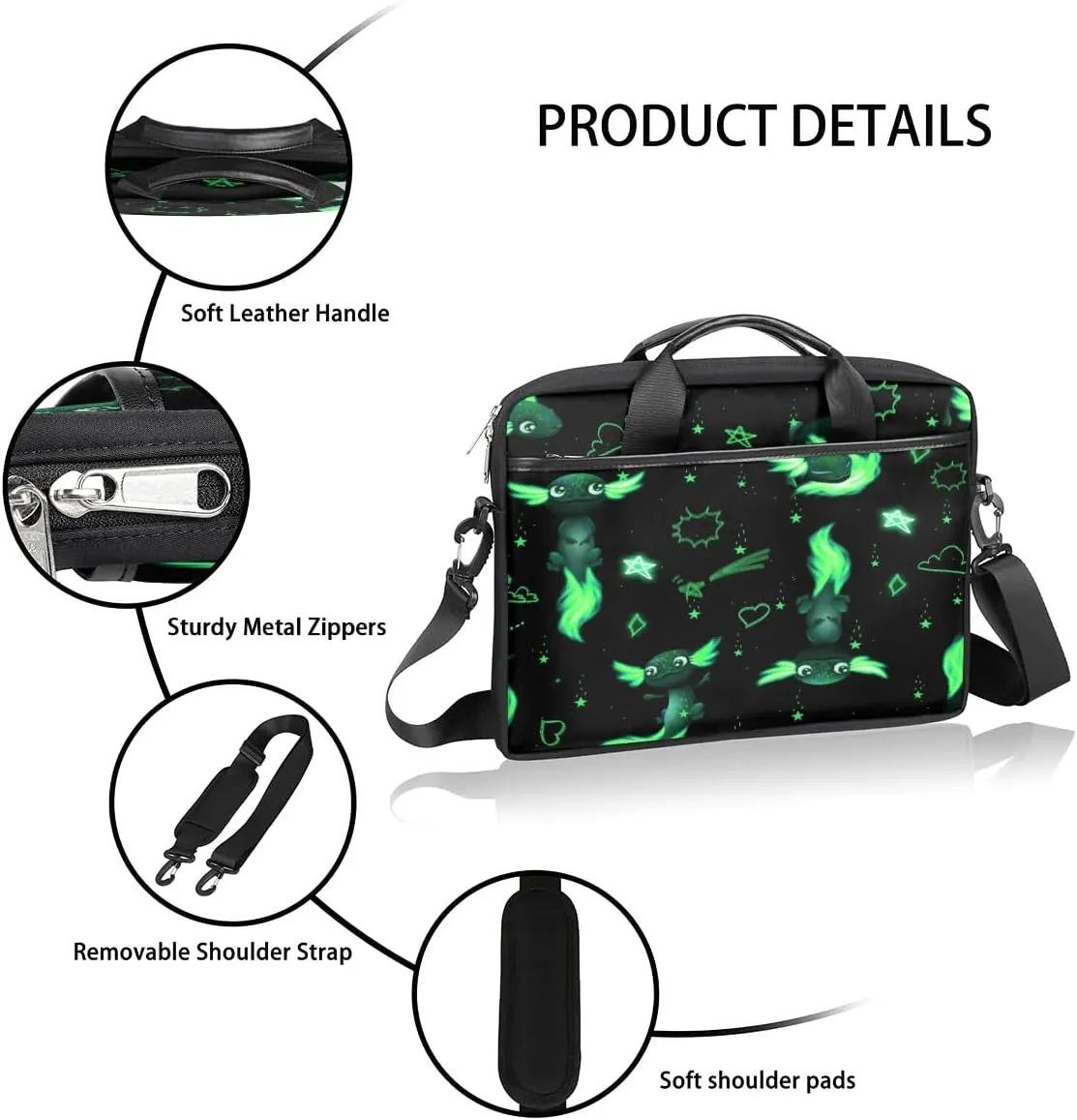 Laptop Bag for Women Men, 15.6 inch Messenger Shoulder Bags, Water Resistant Computer Bag Sleeve